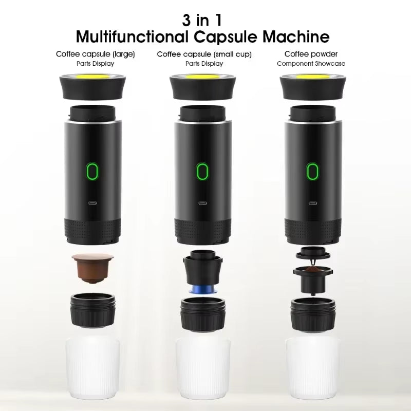 Coffee Machine Wireless Electric Coffee Machine Portable Espresso Coffee Machine Maker 3-In-1 Capsule Powder Travel Coffee Maker